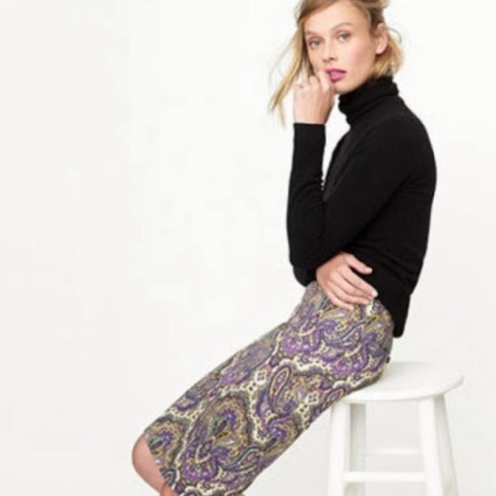 J. Crew No. 2 Pencil Skirt Paisley Print Size 6
